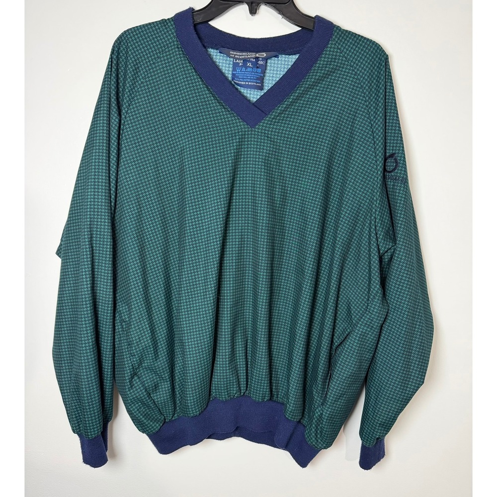 VTG Sunderland of Scotland Golf Weatherbeater Green Houndstooth Pullover XL